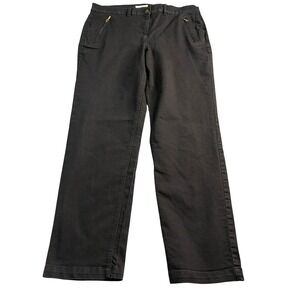 JONES NEW YORK Sport Stretch Office Casual Black Slacks Size 12 Zip‎ Pockets